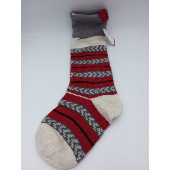 Pottery Barn Kids Rhett Natural Fair Isle Train Wool Christmas Xmas Stocking - Picture 10 of 11